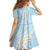Polynesian Vintage Floral Family Matching Off The Shoulder Long Sleeve Dress and Hawaiian Shirt Azure Motifs - Polynesian Pride