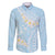 Polynesian Vintage Floral Family Matching Off The Shoulder Long Sleeve Dress and Hawaiian Shirt Azure Motifs - Polynesian Pride