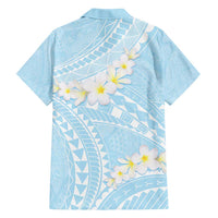Polynesian Vintage Floral Family Matching Off Shoulder Short Dress and Hawaiian Shirt Azure Motifs LT7 - Polynesian Pride