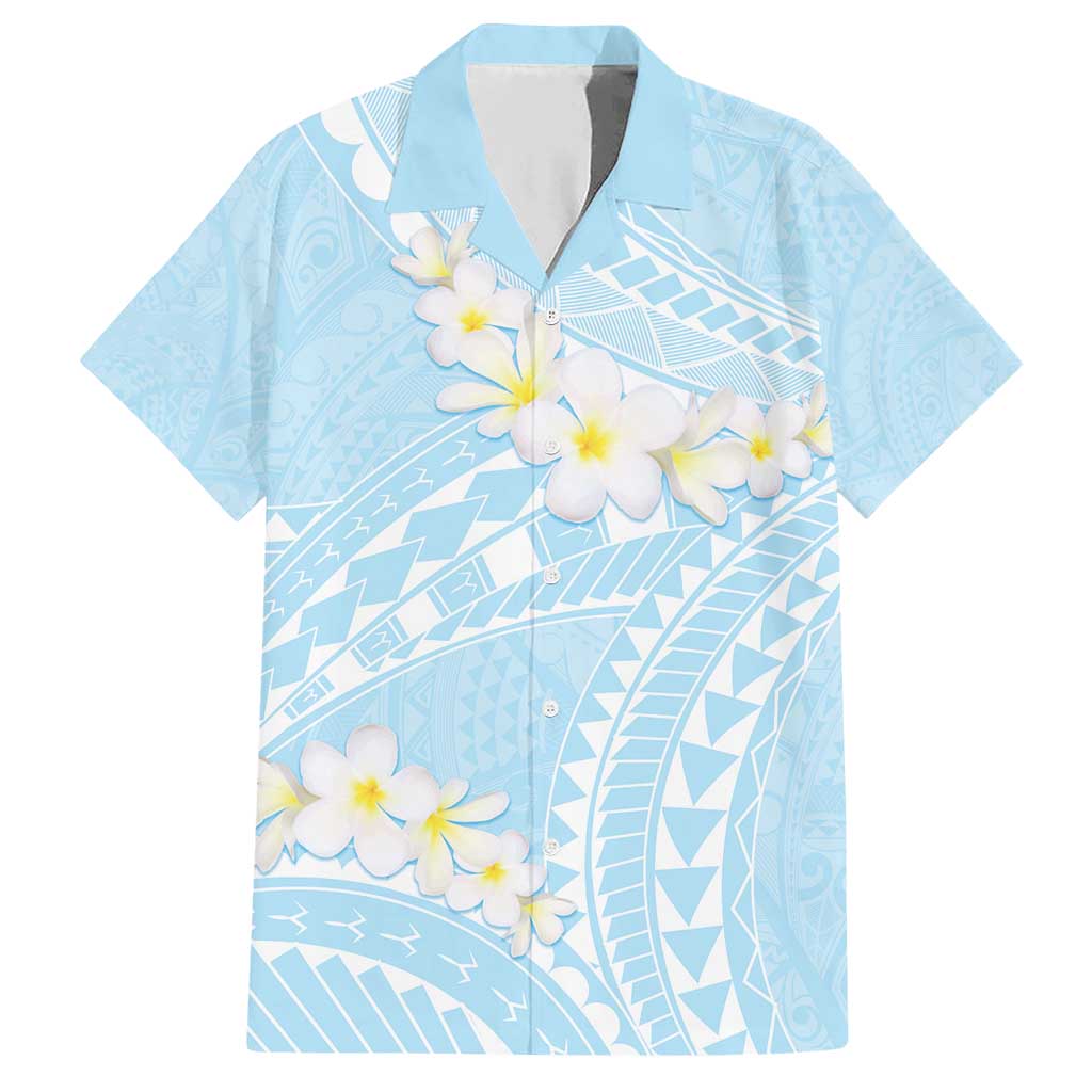 Polynesian Vintage Floral Family Matching Short Sleeve Bodycon Dress and Hawaiian Shirt Azure Motifs LT7 Dad's Shirt - Short Sleeve Azure - Polynesian Pride