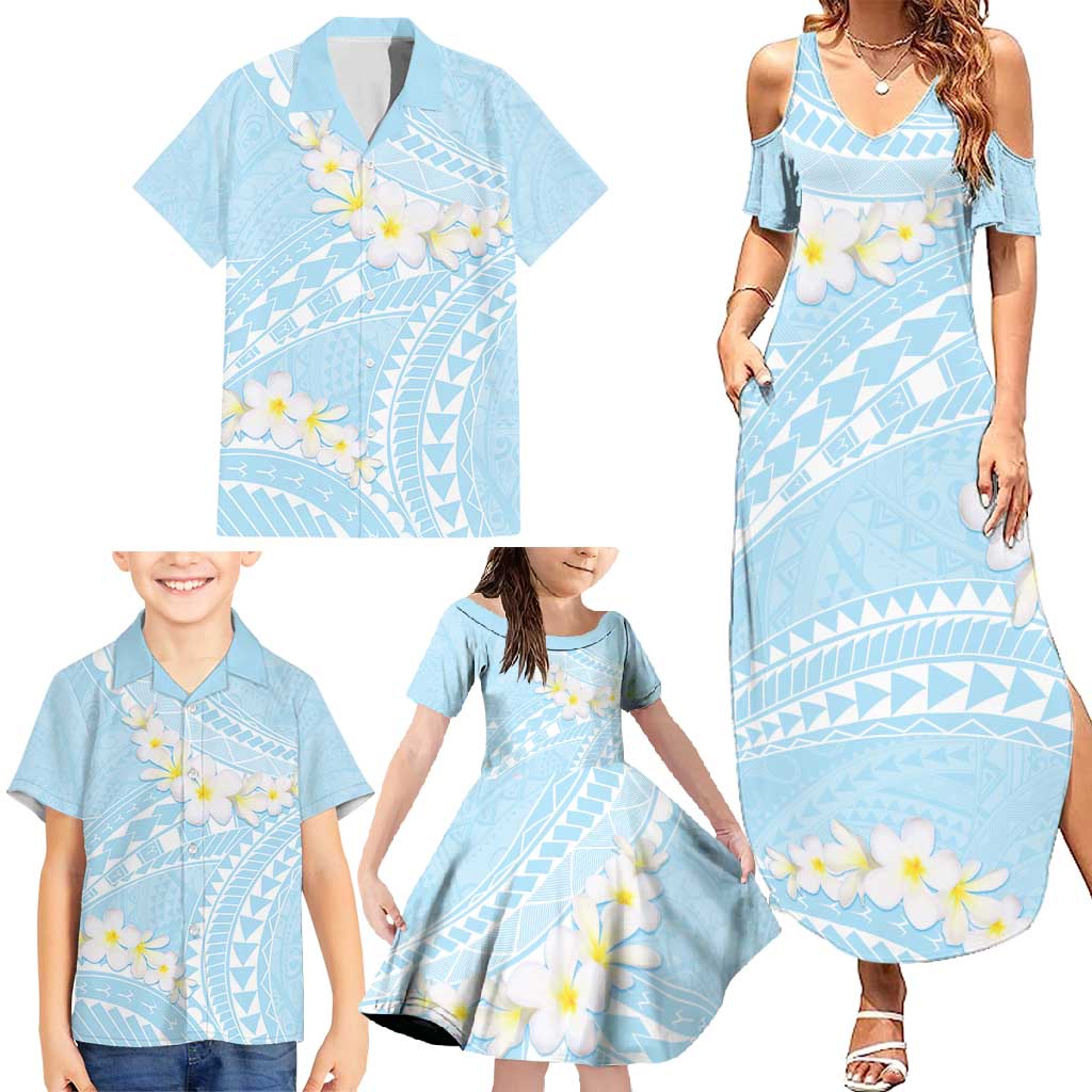 Polynesian Vintage Floral Family Matching Summer Maxi Dress and Hawaiian Shirt Azure Motifs LT7 - Polynesian Pride