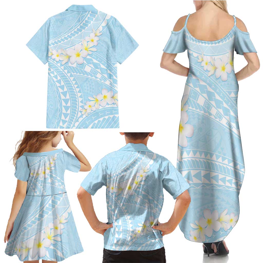 Polynesian Vintage Floral Family Matching Summer Maxi Dress and Hawaiian Shirt Azure Motifs LT7 - Polynesian Pride