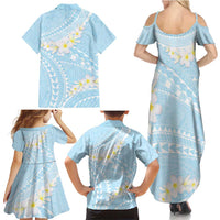 Polynesian Vintage Floral Family Matching Summer Maxi Dress and Hawaiian Shirt Azure Motifs LT7 - Polynesian Pride