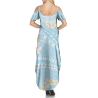 Polynesian Vintage Floral Family Matching Summer Maxi Dress and Hawaiian Shirt Azure Motifs LT7 - Polynesian Pride