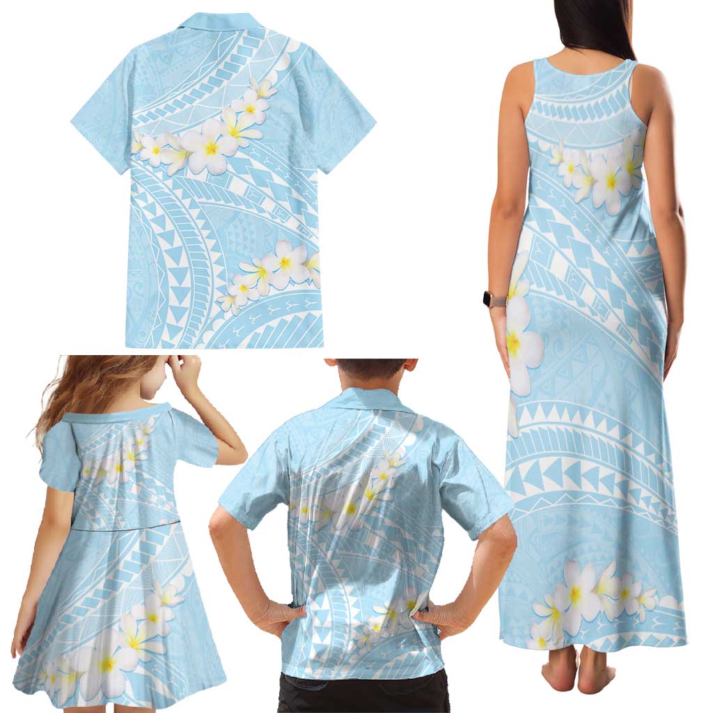 Polynesian Vintage Floral Family Matching Tank Maxi Dress and Hawaiian Shirt Azure Motifs LT7 - Polynesian Pride