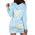 Polynesian Vintage Floral Hoodie Dress Azure Motifs - Polynesian Pride