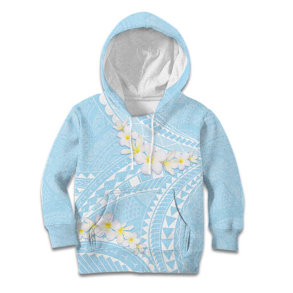 Polynesian Vintage Floral Kid Hoodie Azure Motifs LT7 Hoodie Azure - Polynesian Pride