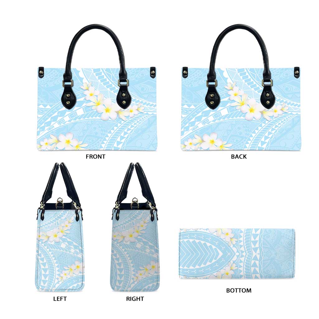 Polynesian Vintage Floral Leather Bag Azure Motifs - Polynesian Pride