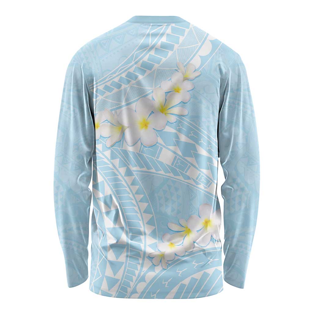 Polynesian Vintage Floral Long Sleeve Shirt Azure Motifs - Polynesian Pride