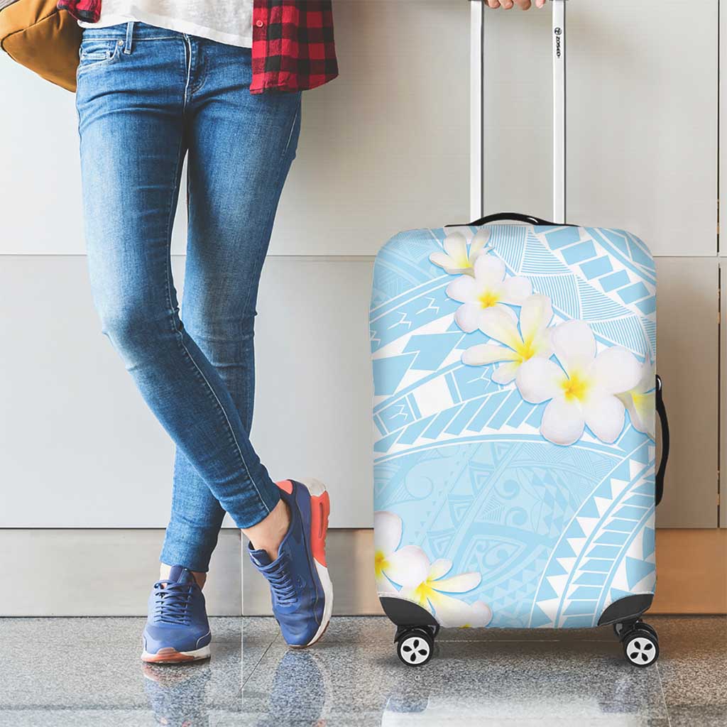 Polynesian Vintage Floral Luggage Cover Azure Motifs - Polynesian Pride