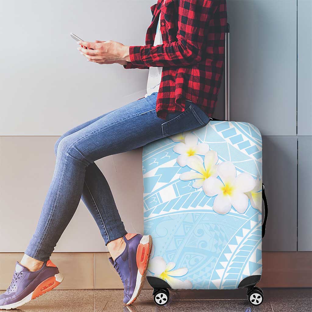 Polynesian Vintage Floral Luggage Cover Azure Motifs - Polynesian Pride
