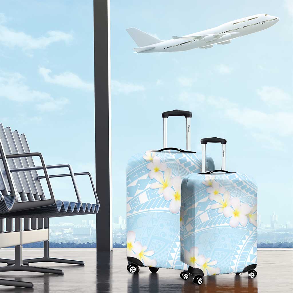 Polynesian Vintage Floral Luggage Cover Azure Motifs - Polynesian Pride