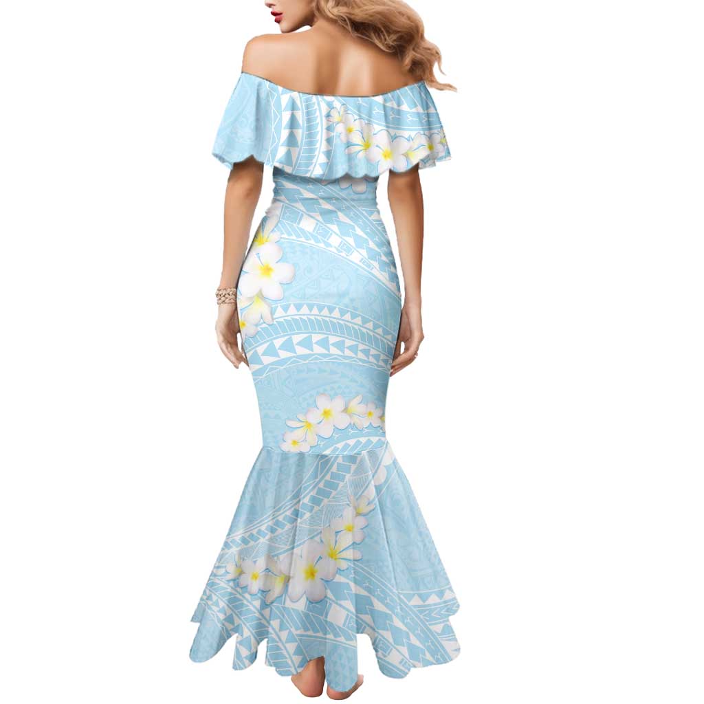 Polynesian Vintage Floral Mermaid Dress Azure Motifs - Polynesian Pride