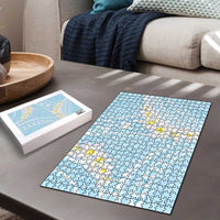 Polynesian Vintage Floral Puzzle Azure Motifs - Polynesian Pride