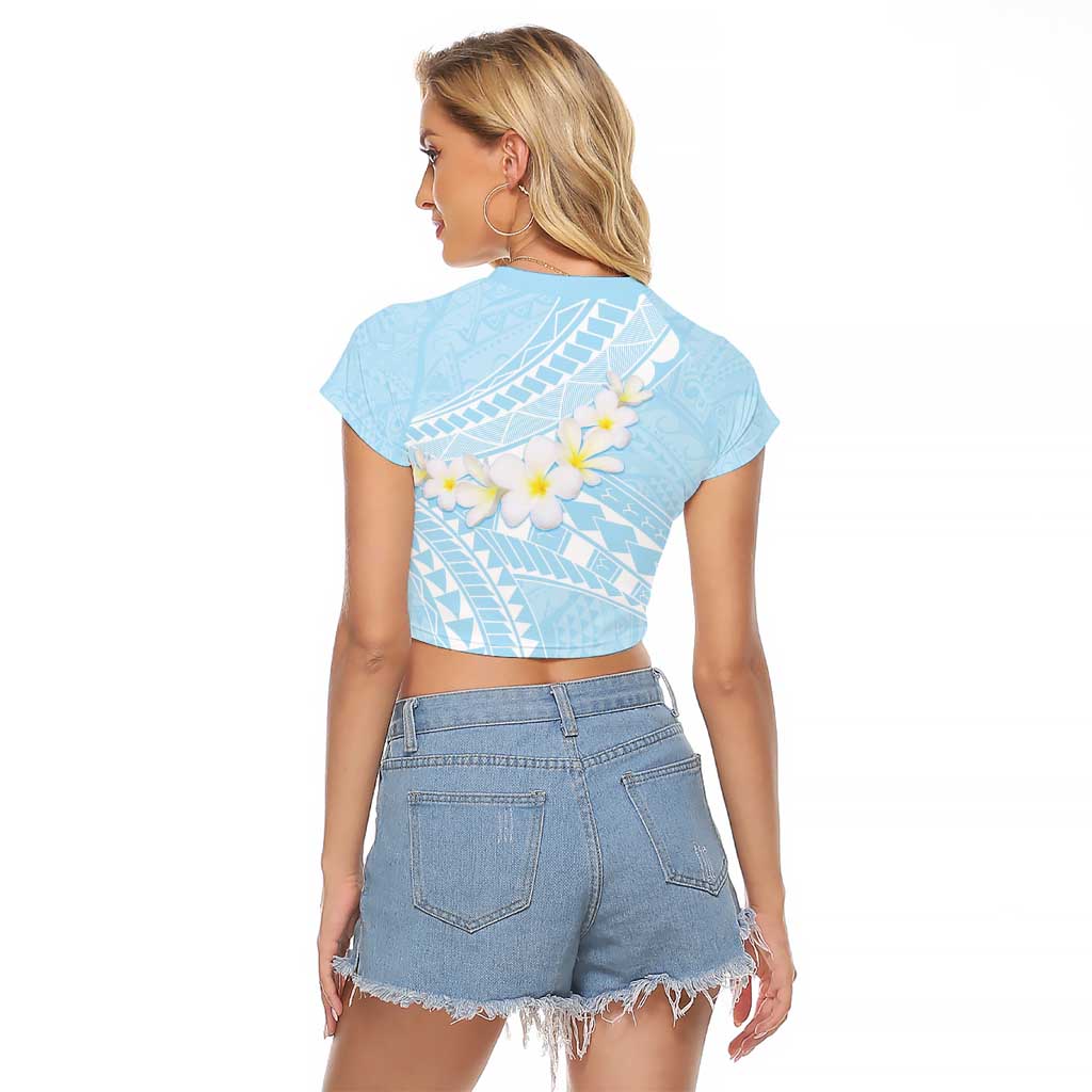 Polynesian Vintage Floral Raglan Cropped T Shirt Azure Motifs - Polynesian Pride