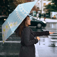 Polynesian Vintage Floral Umbrella Azure Motifs - Polynesian Pride