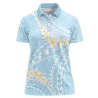 Polynesian Vintage Floral Women Polo Shirt Azure Motifs LT7 Female Azure - Polynesian Pride