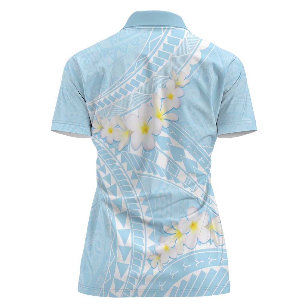 Polynesian Vintage Floral Women Polo Shirt Azure Motifs LT7 - Polynesian Pride