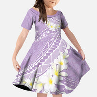 Polynesian Vintage Floral Family Matching Mermaid Dress and Hawaiian Shirt Lavender Motifs LT7 Daughter's Dress Lavender - Polynesian Pride