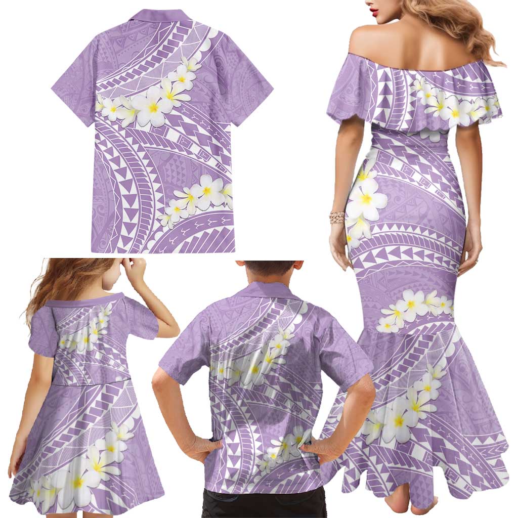 Polynesian Vintage Floral Family Matching Mermaid Dress and Hawaiian Shirt Lavender Motifs LT7 - Polynesian Pride