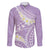 Polynesian Vintage Floral Family Matching Off The Shoulder Long Sleeve Dress and Hawaiian Shirt Lavender Motifs - Polynesian Pride
