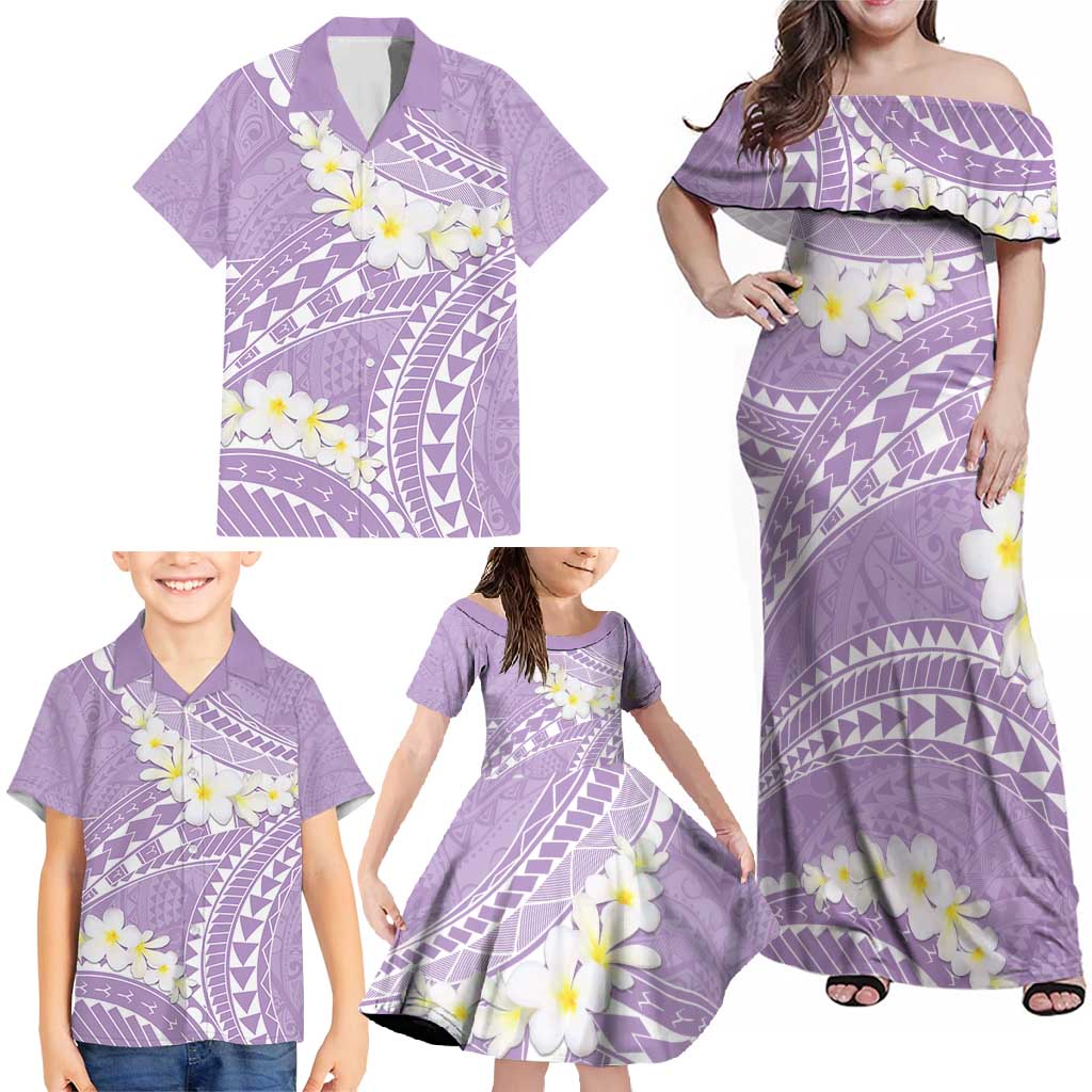 Polynesian Vintage Floral Family Matching Off Shoulder Maxi Dress and Hawaiian Shirt Lavender Motifs LT7 - Polynesian Pride
