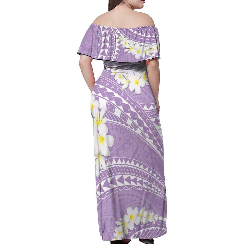 Polynesian Vintage Floral Family Matching Off Shoulder Maxi Dress and Hawaiian Shirt Lavender Motifs LT7 - Polynesian Pride