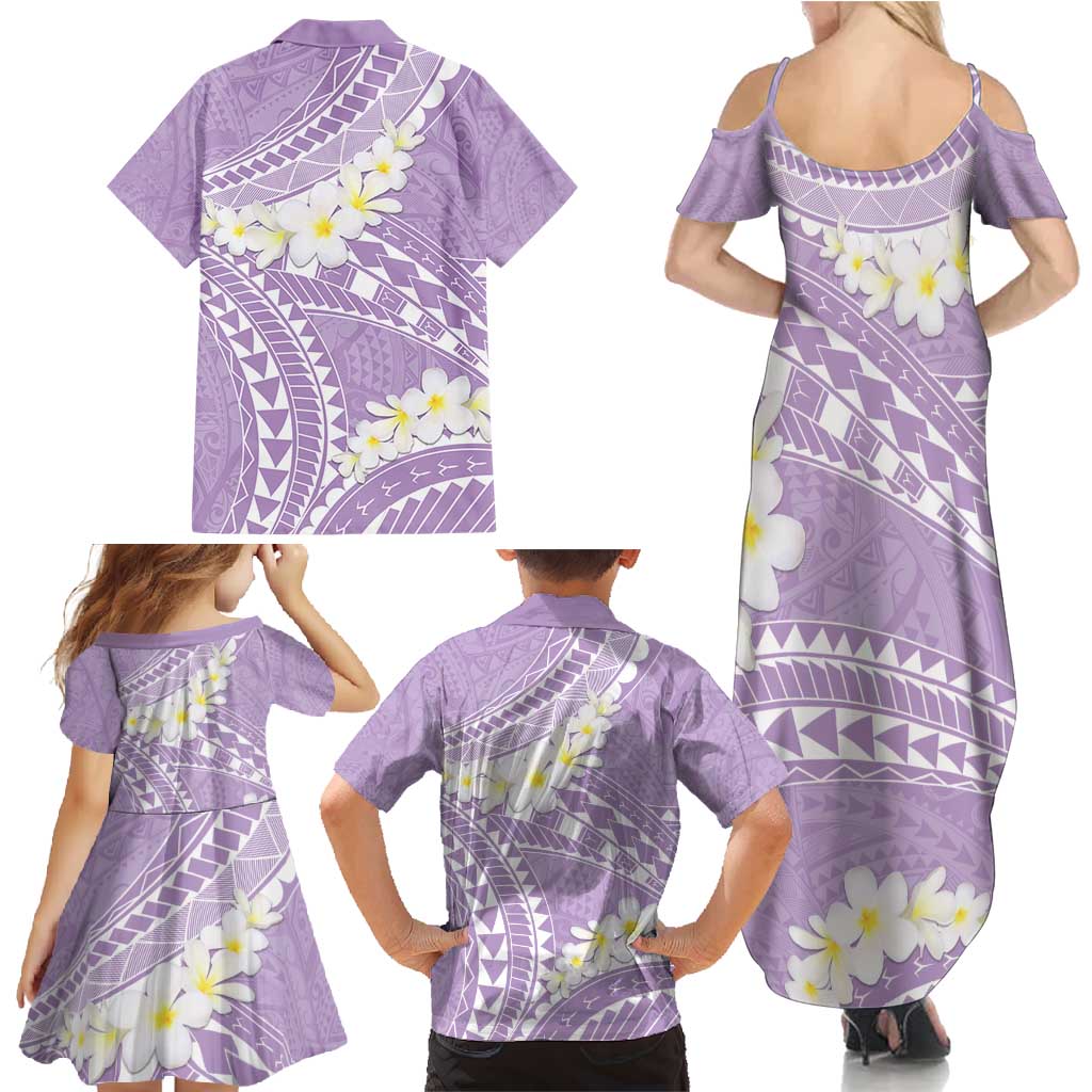 Polynesian Vintage Floral Family Matching Summer Maxi Dress and Hawaiian Shirt Lavender Motifs LT7 - Polynesian Pride