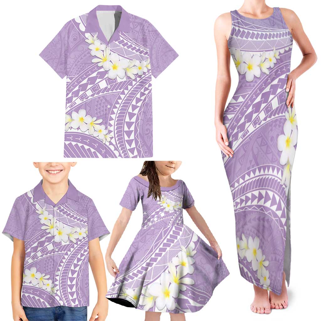 Polynesian Vintage Floral Family Matching Tank Maxi Dress and Hawaiian Shirt Lavender Motifs LT7 - Polynesian Pride