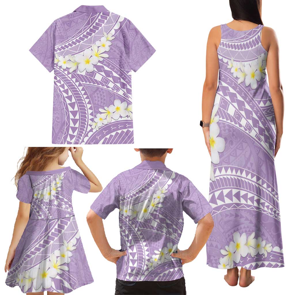 Polynesian Vintage Floral Family Matching Tank Maxi Dress and Hawaiian Shirt Lavender Motifs LT7 - Polynesian Pride