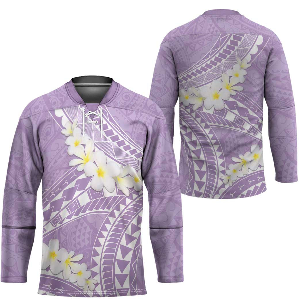 Polynesian Vintage Floral Hockey Jersey Lavender Motifs - Polynesian Pride