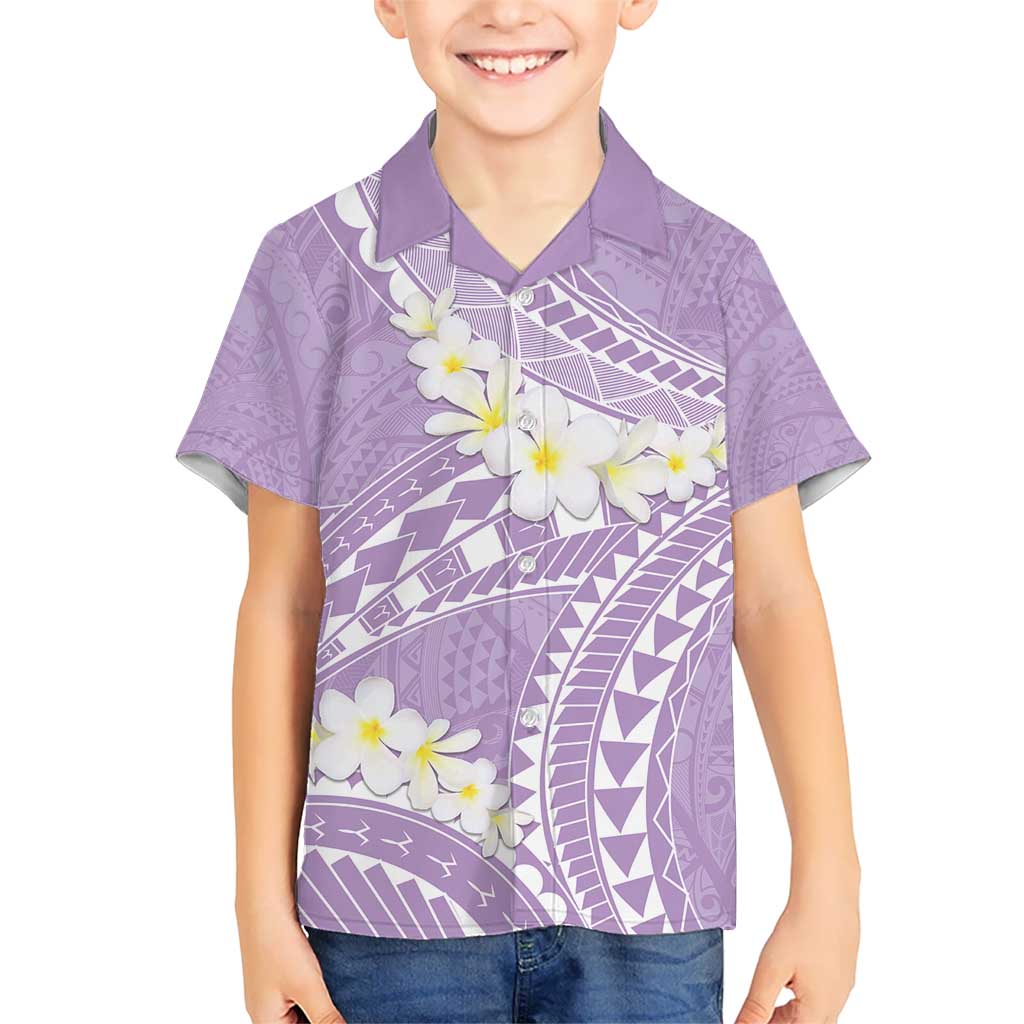 Polynesian Vintage Floral Kid Hawaiian Shirt Lavender Motifs LT7 Kid Lavender - Polynesian Pride