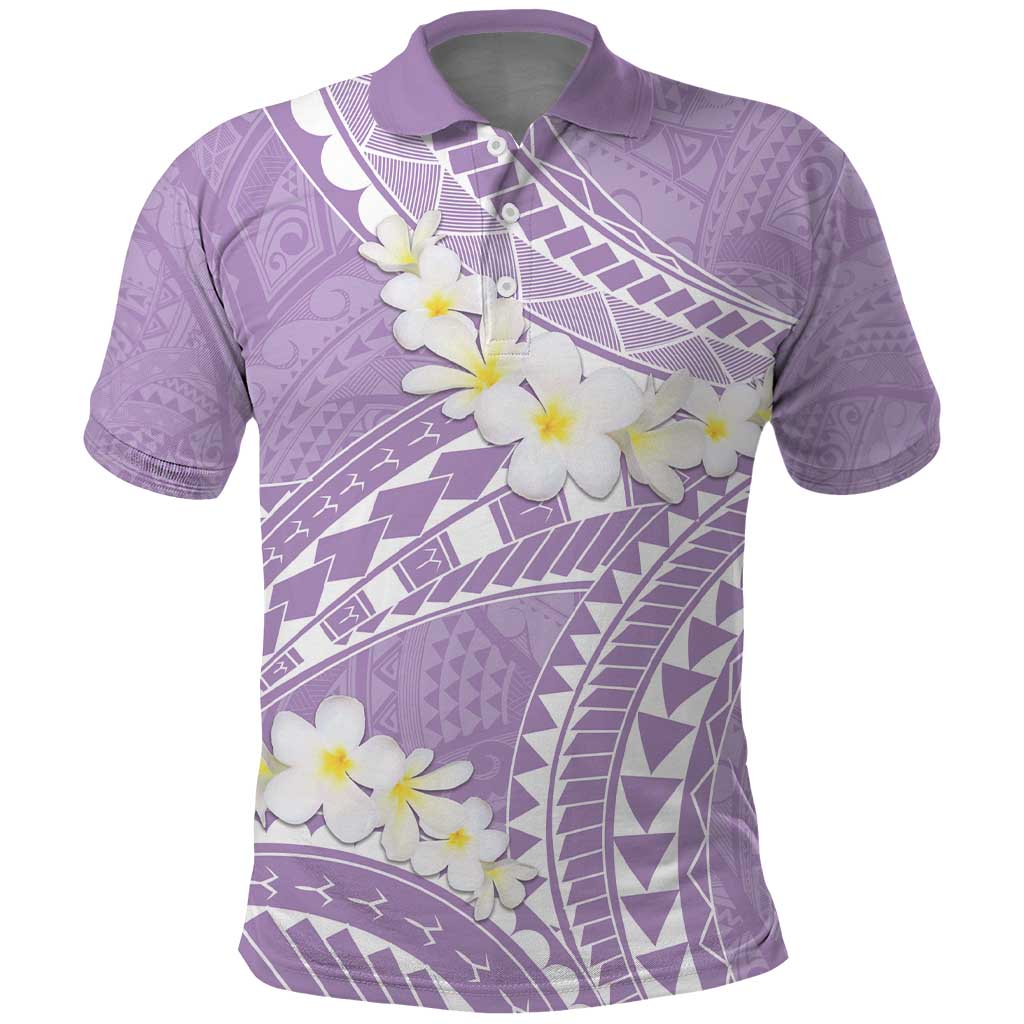 Polynesian Vintage Floral Polo Shirt Lavender Motifs - Polynesian Pride