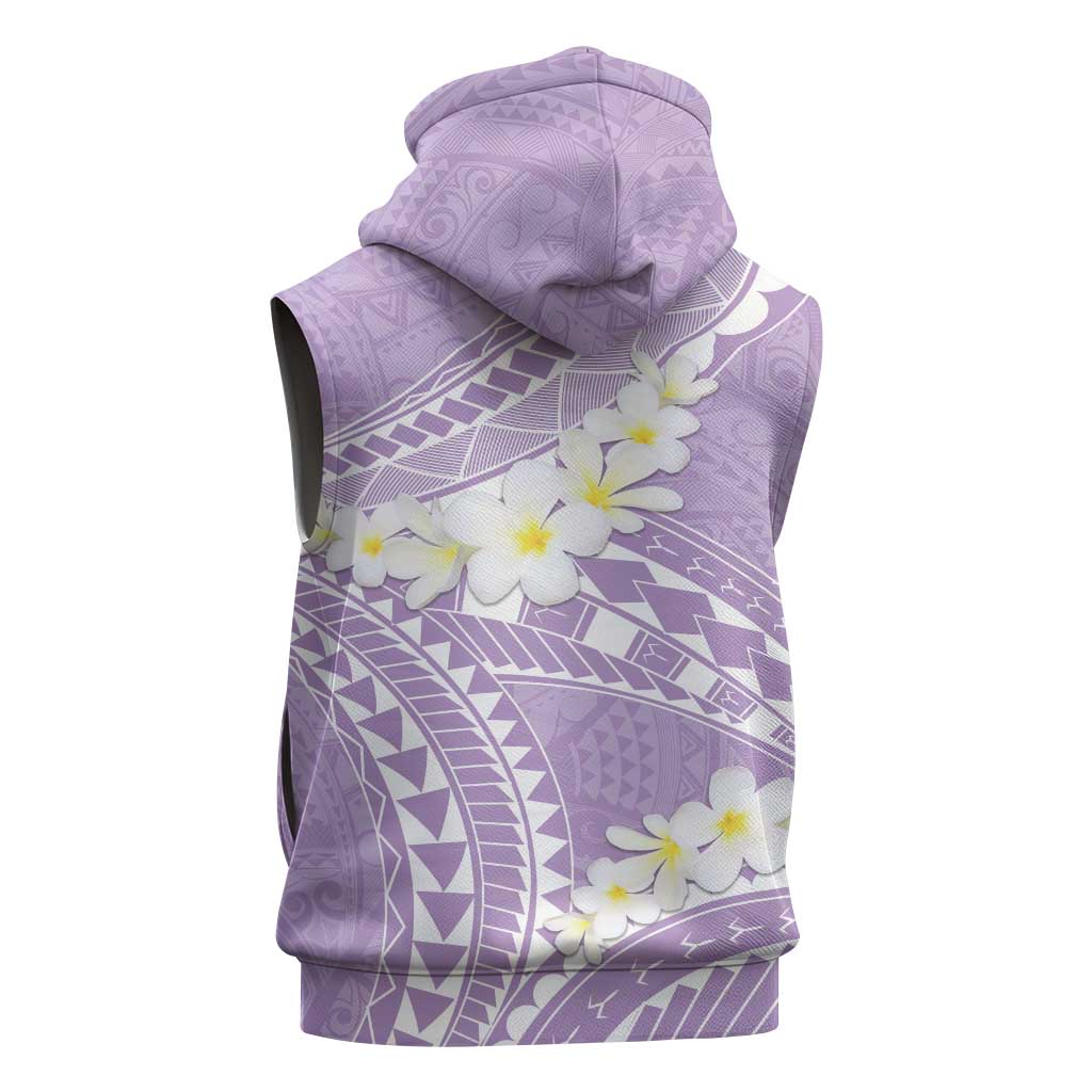 Polynesian Vintage Floral Sleeveless Zip Hoodie Lavender Motifs LT7 - Polynesian Pride
