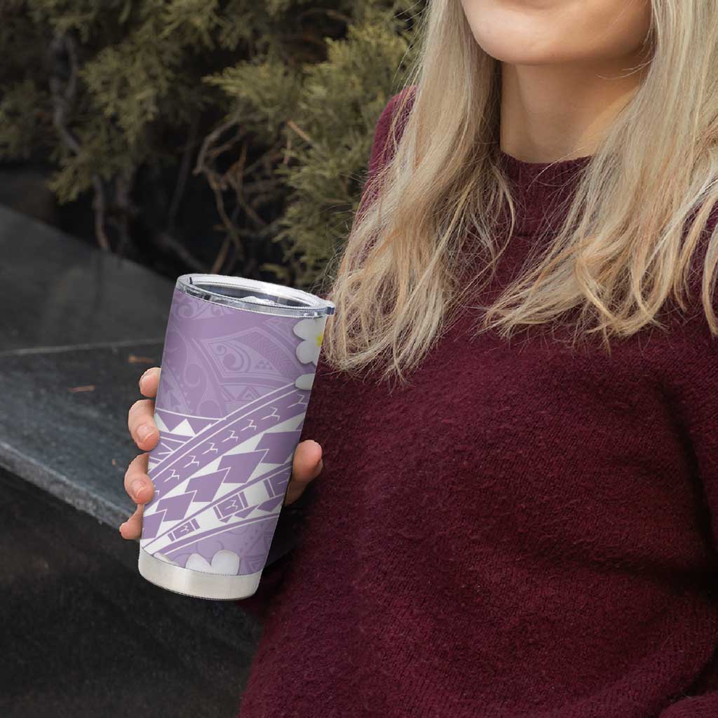 Polynesian Vintage Floral Tumbler Cup Lavender Motifs - Polynesian Pride