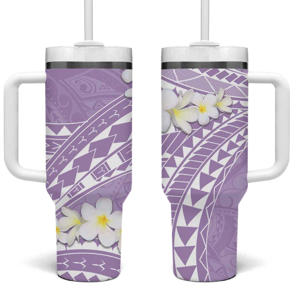 Polynesian Vintage Floral Tumbler With Handle Lavender Motifs LT7 One Size: 40 oz Lavender - Polynesian Pride