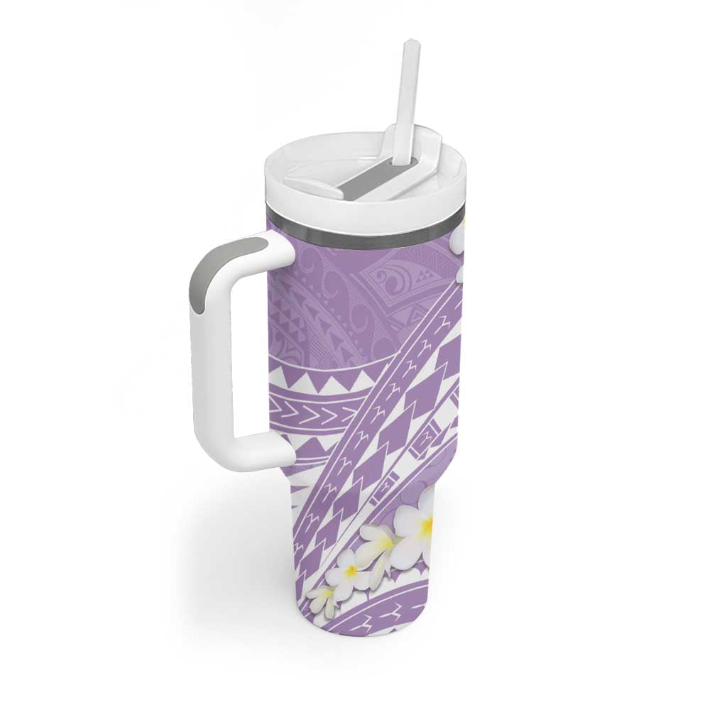 Polynesian Vintage Floral Tumbler With Handle Lavender Motifs LT7 - Polynesian Pride