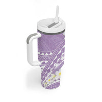 Polynesian Vintage Floral Tumbler With Handle Lavender Motifs LT7 - Polynesian Pride