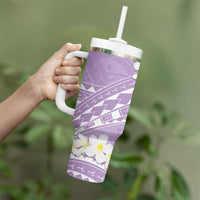 Polynesian Vintage Floral Tumbler With Handle Lavender Motifs LT7 - Polynesian Pride