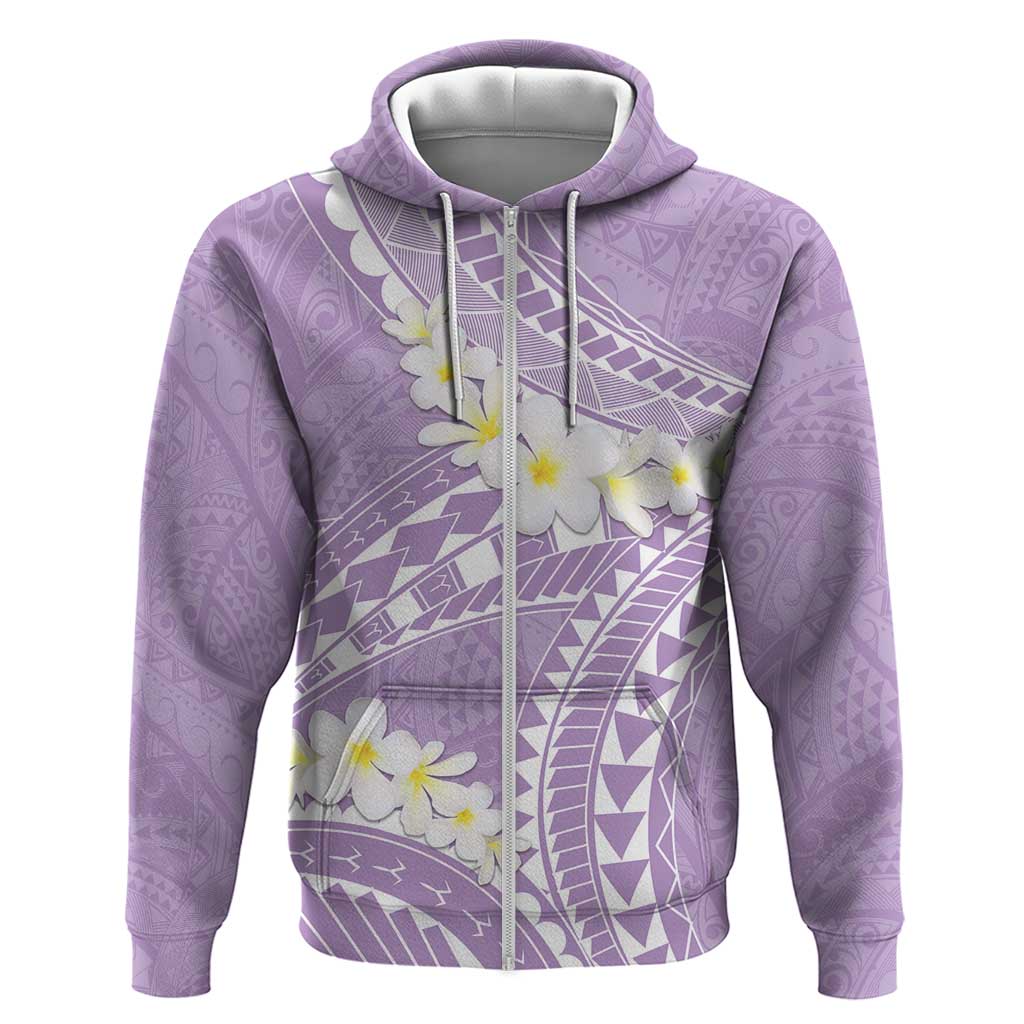Polynesian Vintage Floral Zip Hoodie Lavender Motifs LT7 Zip Hoodie Lavender - Polynesian Pride