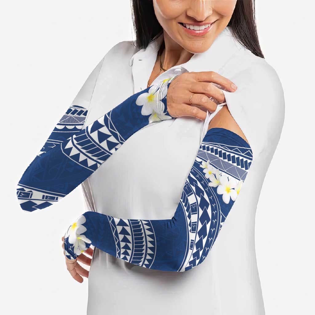 Polynesian Vintage Floral Arm Sleeves Navy Blue Motifs - Polynesian Pride