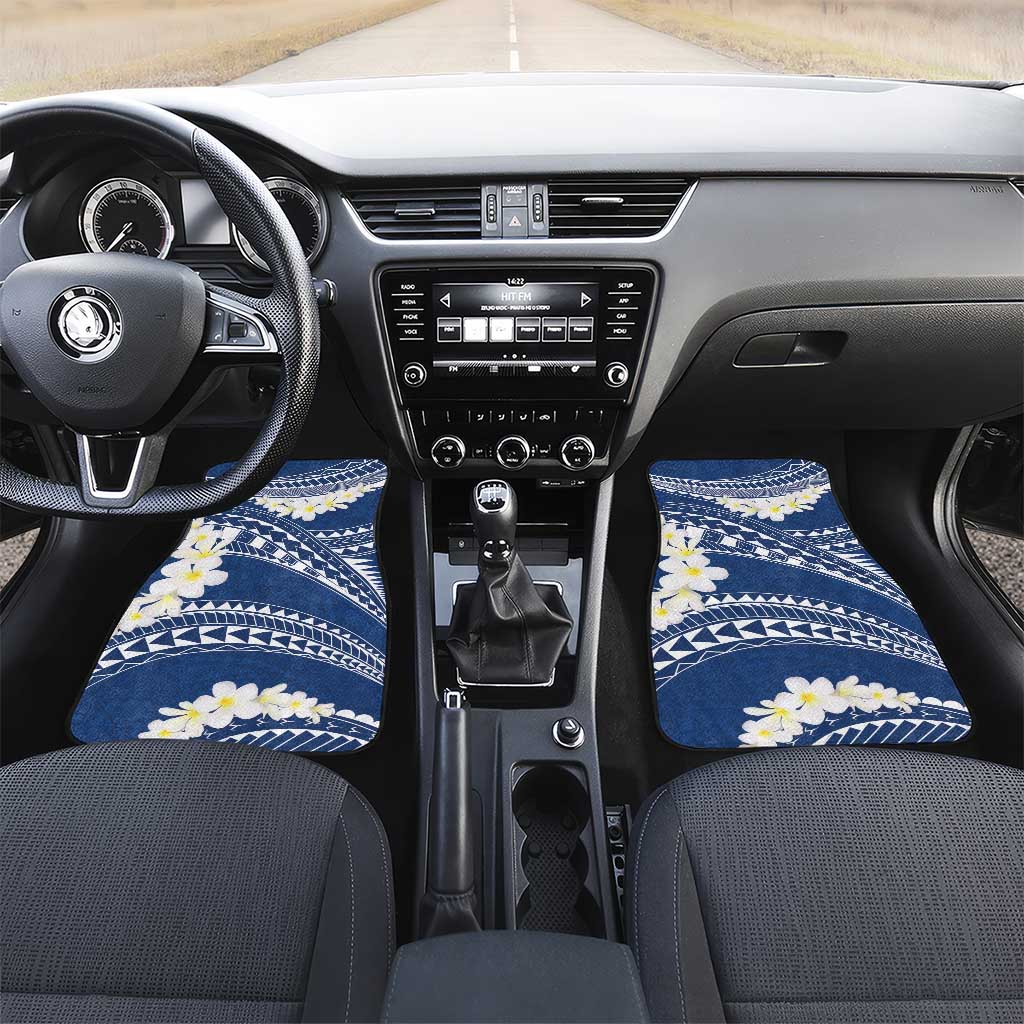 Polynesian Vintage Floral Car Mats Navy Blue Motifs - Polynesian Pride