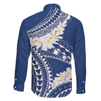 Polynesian Vintage Floral Family Matching Long Sleeve Bodycon Dress and Hawaiian Shirt Navy Blue Motifs LT7 - Polynesian Pride