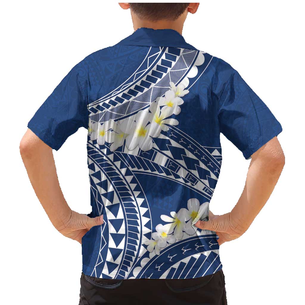 Polynesian Vintage Floral Family Matching Mermaid Dress and Hawaiian Shirt Navy Blue Motifs LT7 - Polynesian Pride