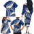Polynesian Vintage Floral Family Matching Off The Shoulder Long Sleeve Dress and Hawaiian Shirt Navy Blue Motifs - Polynesian Pride