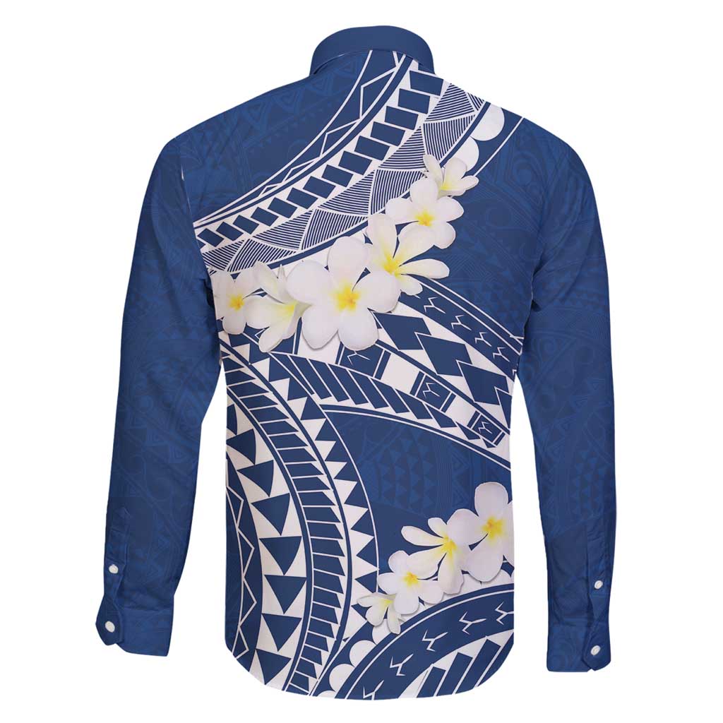 Polynesian Vintage Floral Family Matching Off Shoulder Short Dress and Hawaiian Shirt Navy Blue Motifs LT7 - Polynesian Pride