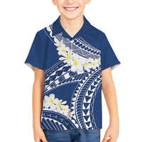 Polynesian Vintage Floral Family Matching Puletasi and Hawaiian Shirt Navy Blue Motifs - Polynesian Pride