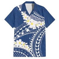 Polynesian Vintage Floral Family Matching Short Sleeve Bodycon Dress and Hawaiian Shirt Navy Blue Motifs LT7 Dad's Shirt - Short Sleeve Navy Blue - Polynesian Pride