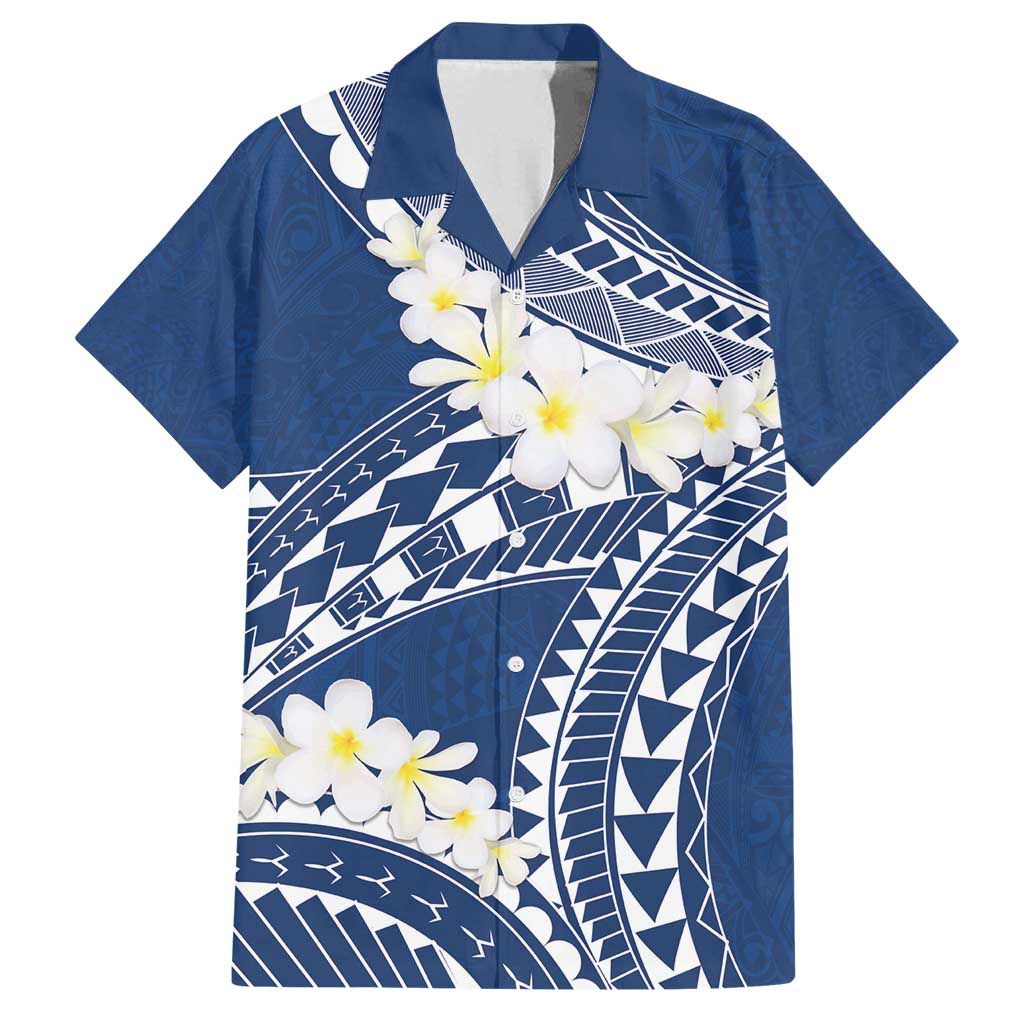 Polynesian Vintage Floral Family Matching Tank Maxi Dress and Hawaiian Shirt Navy Blue Motifs LT7 Dad's Shirt - Short Sleeve Navy Blue - Polynesian Pride
