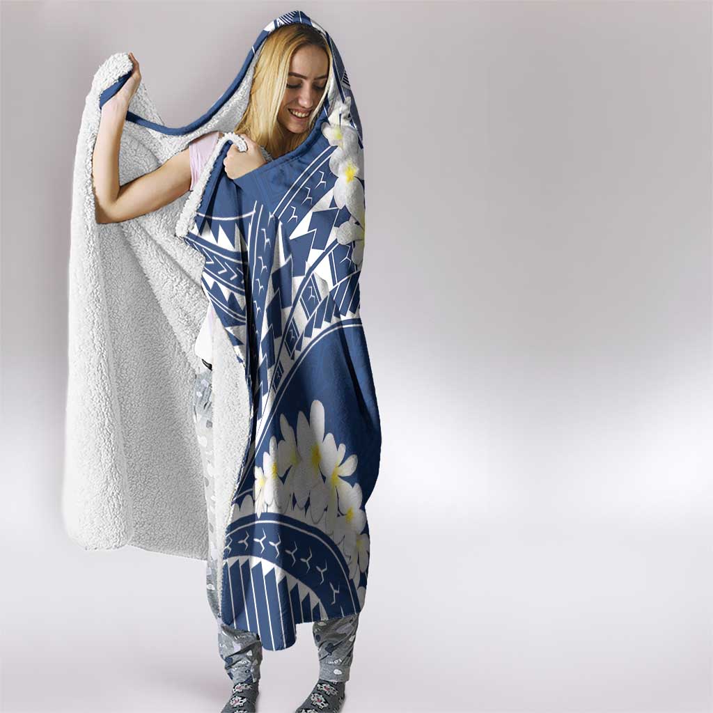 Polynesian Vintage Floral Hooded Blanket Navy Blue Motifs - Polynesian Pride